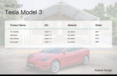 Tesla Model 3 Aulena Design dry carbon performance body kit