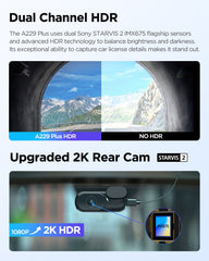 VIOFO A229 Plus 2CH Front and Rear 2K+2K HDR 5GHz Wi-Fi GPS Voice Control Dual Dash Camera with Sony STARVIS 2 Sensor