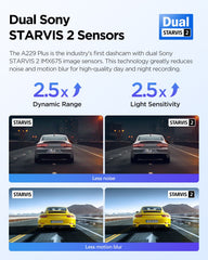VIOFO A229 Plus 3CH 2K+2K+1080P HDR 5GHz Wi-Fi GPS Voice Control 3 Channel Dash Camera with Dual Sony STARVIS 2 Sensor