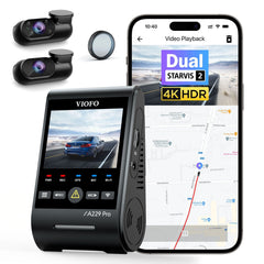 VIOFO A229 PRO 3CH 4K+2K+1080P HDR 3 Channels Car Dash Camera with Sony STARVIS 2 Sensors for Lyft Taxi Ridesharing Drivers
