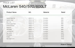 Kit carrozzeria prestazionale in carbonio secco stile OEM per McLaren 540/570/600LT