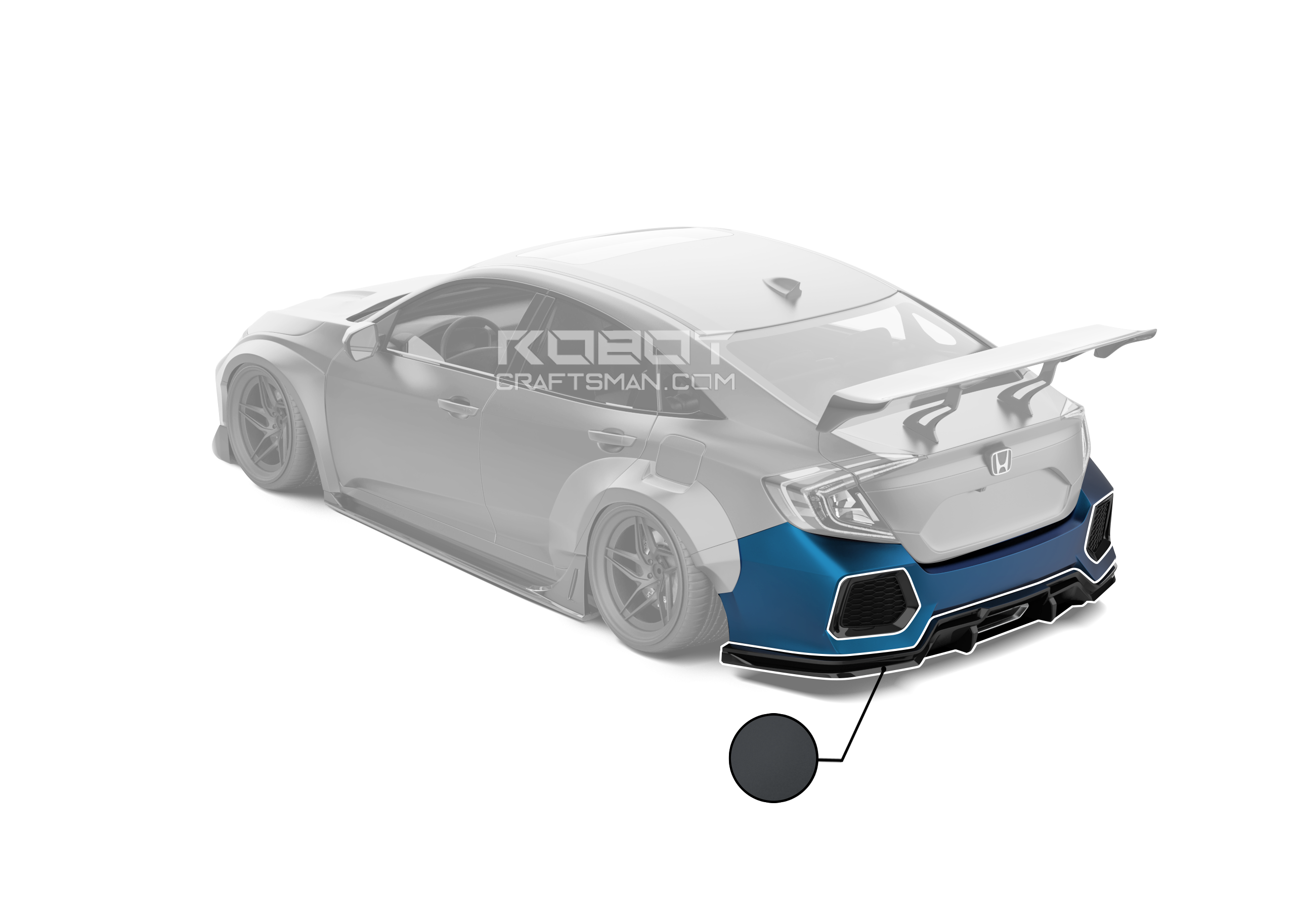 Robot Carbon Fiber Rear Bumper & Rear Diffuser For Honda Civic 10th Gen