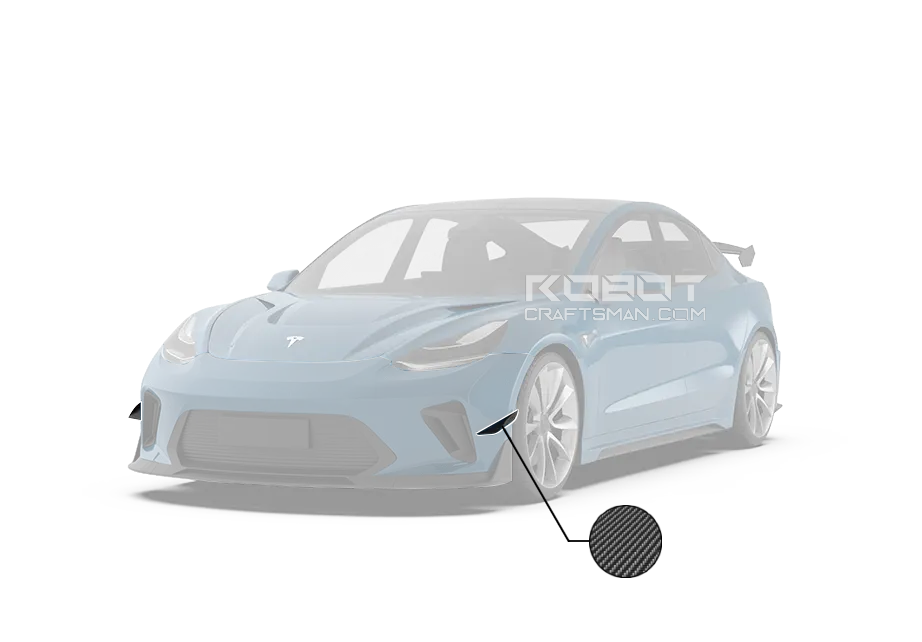 Robot "HACKER" Narrow Body Front Bumper Canards For Tesla Model 3