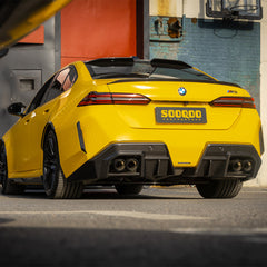 SOOQOO BMW M5 G90 carbon fibre rear diffuser - rear three-quarter view