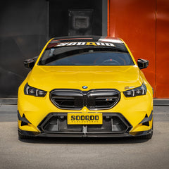 SOOQOO BMW M5 G90 carbon fibre front splitter - rear three-quarter view