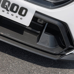 SOOQOO BMW M5 G90 carbon fibre front bumper trim - rear three-quarter view