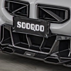 SOOQOO BMW M2 G87 carbon fibre front splitter - close-up of carbon fibre weave detail