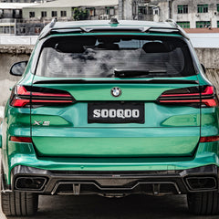 SOOQOO BMW X5 G05 carbon fibre rear diffuser - rear three-quarter view