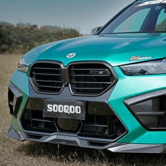 SOOQOO BMW X5M F95 carbon fibre front splitter - rear three-quarter view