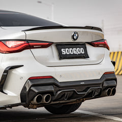 SOOQOO BMW 4 Series G22 carbon fibre rear diffuser - rear three-quarter view