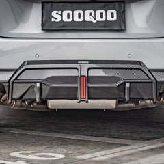 SOOQOO BMW 2 Series G42 carbon fibre rear diffuser - rear three-quarter view