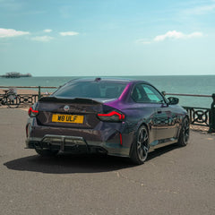 SOOQOO BMW 2 Series G42 carbon fibre rear diffuser - close-up of carbon fibre weave detail
