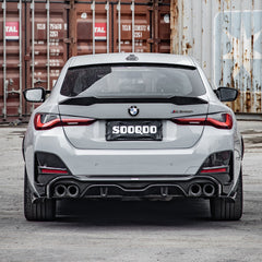 SOOQOO BMW 4 Series G26 carbon fibre rear diffuser - close-up of carbon fibre weave detail