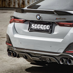 SOOQOO BMW 4 Series G26 carbon fibre rear diffuser - rear three-quarter view