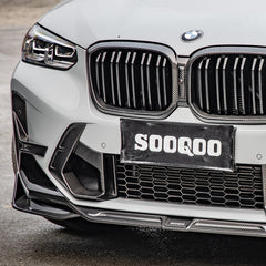 SOOQOO BMW X3M F97 carbon fibre front splitter - close-up of carbon fibre weave detail
