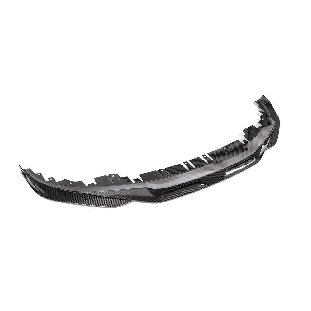 SOOQOO BMW 4 Series G26 carbon fibre front splitter - front three-quarter view