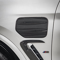 SOOQOO BMW iX3 G08 carbon fibre adapter cover - rear three-quarter view