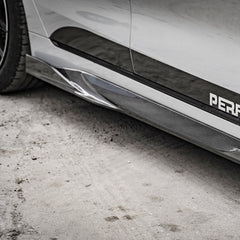 SOOQOO BMW 4 Series G26 carbon fibre side skirt - rear three-quarter view