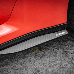 SOOQOO BMW M2 G87 carbon fibre side skirt - close-up of carbon fibre weave detail