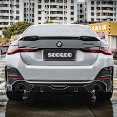 SOOQOO BMW 4 Series G26 carbon fibre rear diffuser - rear three-quarter view