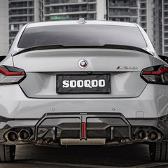 SOOQOO BMW 2 Series G42 carbon fibre spoiler - rear three-quarter view