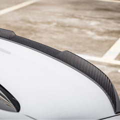SOOQOO BMW 2 Series G42 carbon fibre spoiler - close-up of carbon fibre weave detail