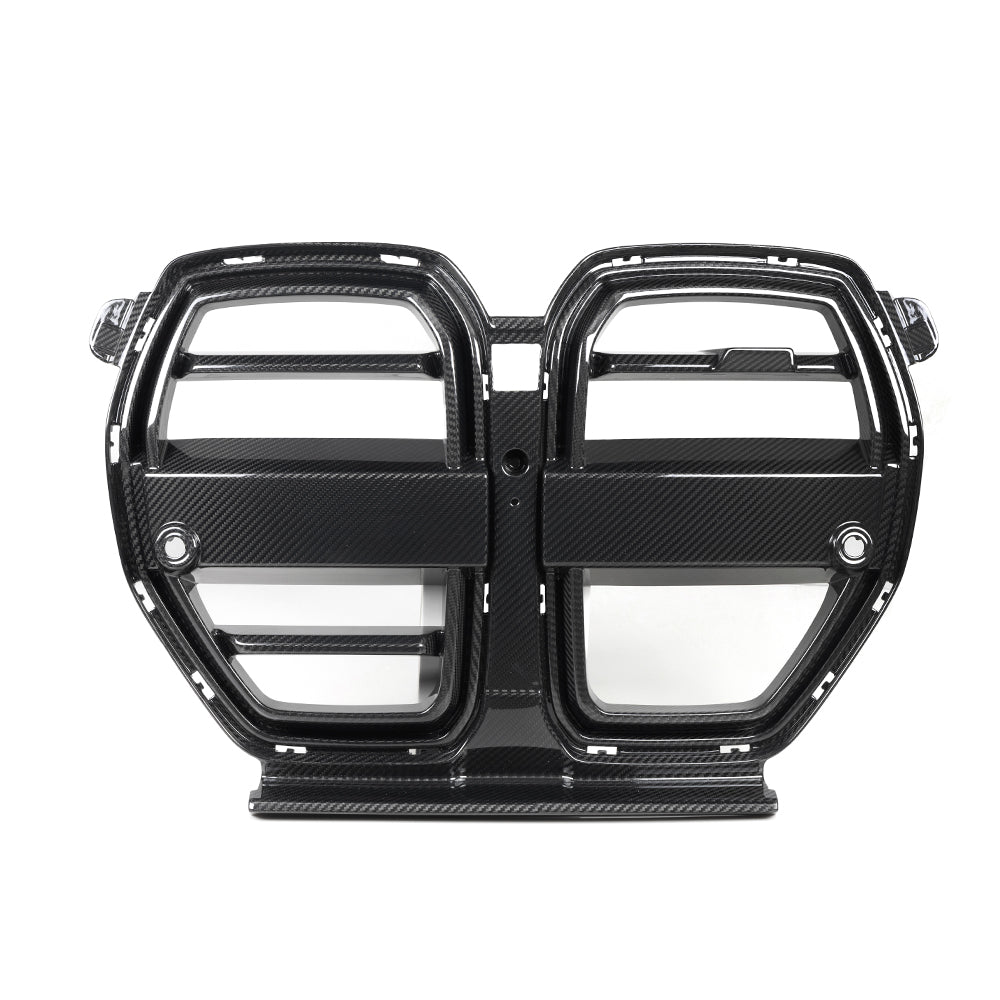 SOOQOO BMW M3 G80 carbon fibre grille - front three-quarter view