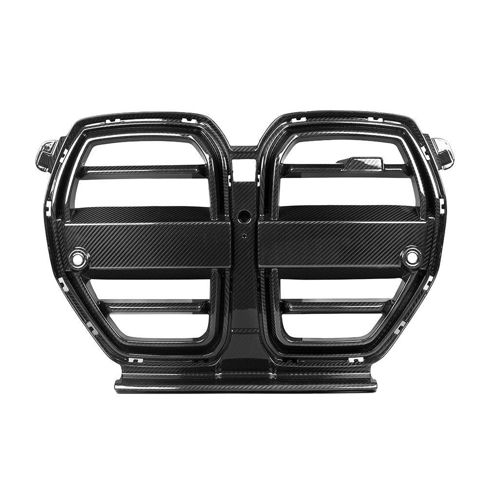 SOOQOO BMW M3 G80 carbon fibre grille - front three-quarter view