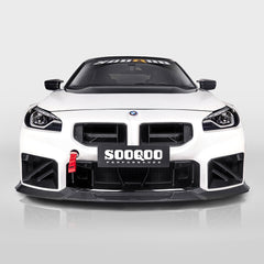 SOOQOO BMW M2 G87 carbon fibre front splitter - rear three-quarter view