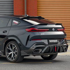 SOOQOO BMW X6 G06 carbon fibre rear diffuser - close-up of carbon fibre weave detail