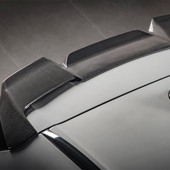 SOOQOO BMW X5 G05 carbon fibre spoiler - rear three-quarter view