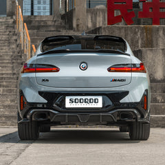 SOOQOO BMW X4M F98 carbon fibre spoiler - close-up of carbon fibre weave detail