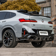 SOOQOO BMW X4M F98 carbon fibre spoiler - rear three-quarter view