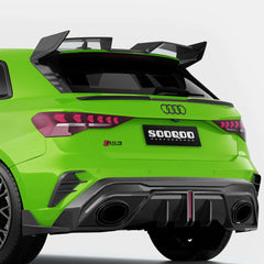 SOOQOO Audi RS3 carbon fibre spoiler - side profile view