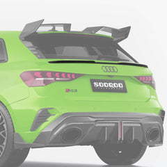SOOQOO Audi RS3 carbon fibre spoiler - close-up of carbon fibre weave detail