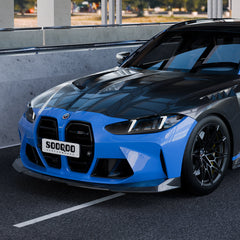 SOOQOO BMW M3 G80 carbon fibre hood - side profile view