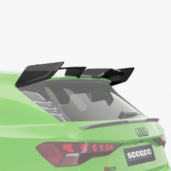 SOOQOO Audi RS3 carbon fibre spoiler - close-up of carbon fibre weave detail