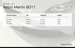 Aston Martin DB11 OEM Style Trockencarbon Performance Karosseriesatz