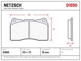 NETZSCH D1050 brake pad drawing, 15 mm thick