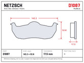 NETZSCH D1087 brake pad drawing, 17.5 mm thick