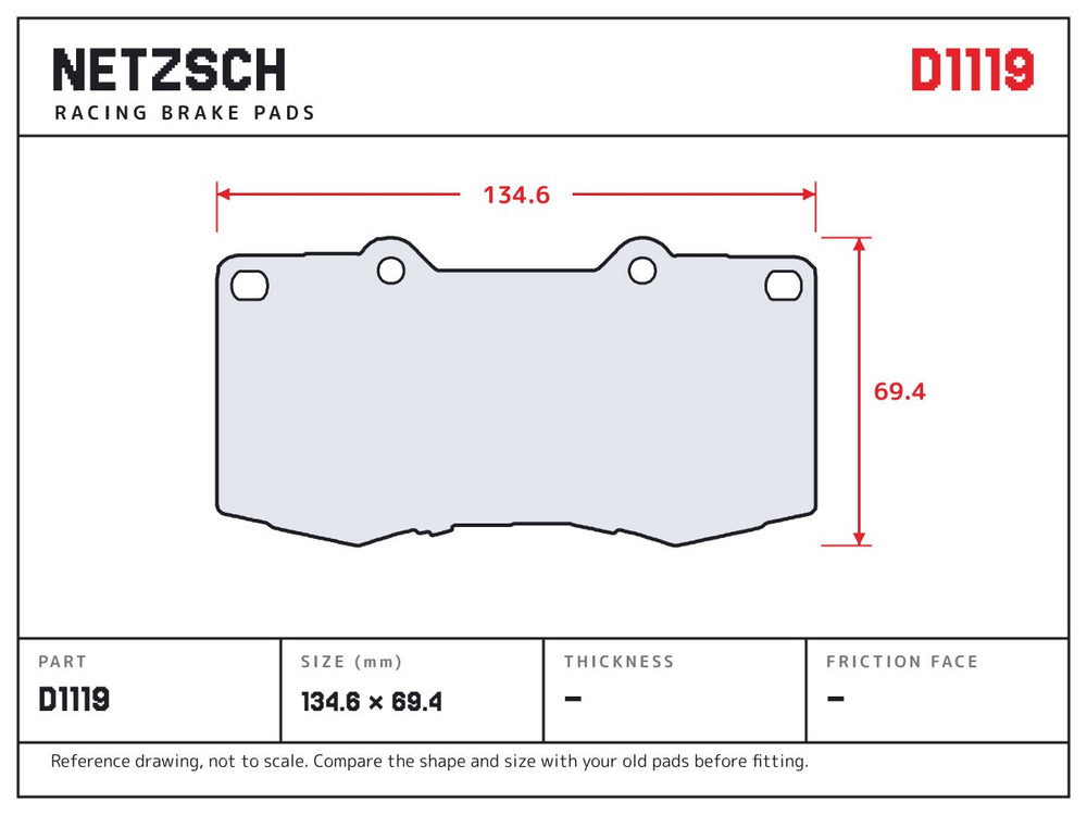 NETZSCH D1119 brake pad drawing