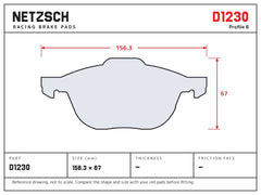 NETZSCH D1230 brake pad drawing