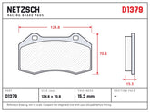 NETZSCH D1379 brake pad drawing, 15.3 mm thick