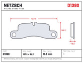 NETZSCH D1390 brake pad drawing, 13.5 mm thick