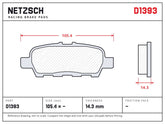 NETZSCH D1393 brake pad drawing, 14.3 mm thick