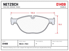 NETZSCH D1409 brake pad drawing