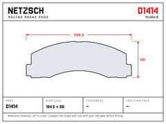 NETZSCH D1414 brake pad drawing