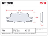 NETZSCH D1416 brake pad drawing, 15.2 mm thick