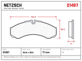 NETZSCH D1487 brake pad drawing, 17 mm thick