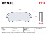 NETZSCH D1510 brake pad drawing, 14.9 mm thick